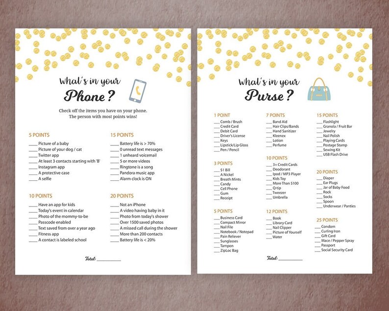 Baby Shower Games Package, Printable Party Games Bundle, Baby Shower Set Download, Gold Confetti, Bingo, Who Said It, Quotes, SPKG, B001 image 4