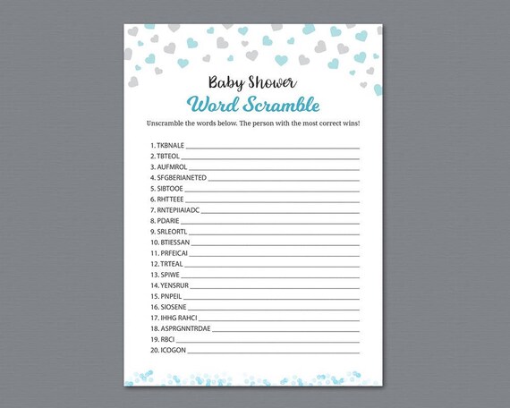 Word Scramble Game Printable Boy Baby Shower Games Silver Etsy Word Scramble Game Printable Boy Baby Shower Games Silver Etsy