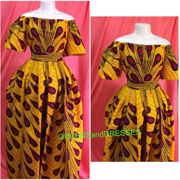 Detachable ankara dress, two piece ankara dresses for women,maxi skirt and off shoulder TOP ,womens clothing, gifts for her, gifts for mom