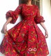 RED ANKARA DRESS,womens clothings, gifts for her, fall season, ankara fabric,african clothing for women, dresses for women 