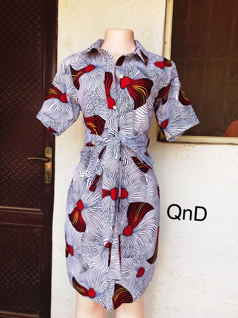 White SHIRT DRESS. Knee Length Shirt Dress With a Belt Sash Etsy