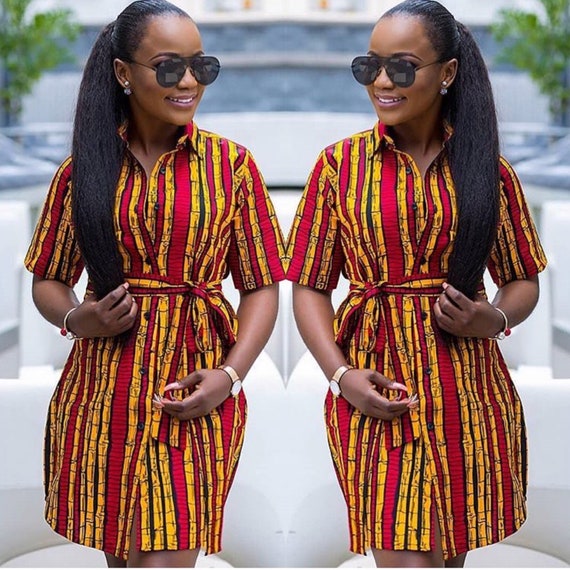 ankara shirt dress for ladies