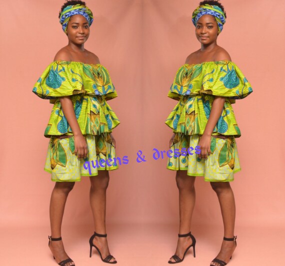 green ankara dress