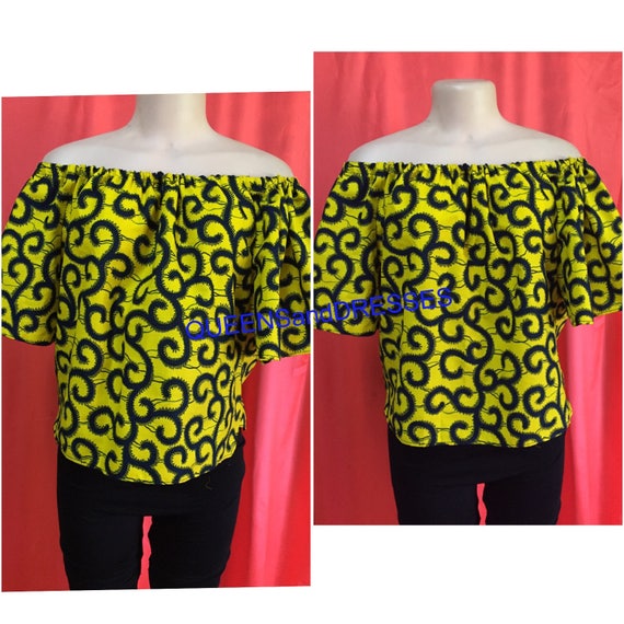 neon yellow off the shoulder top