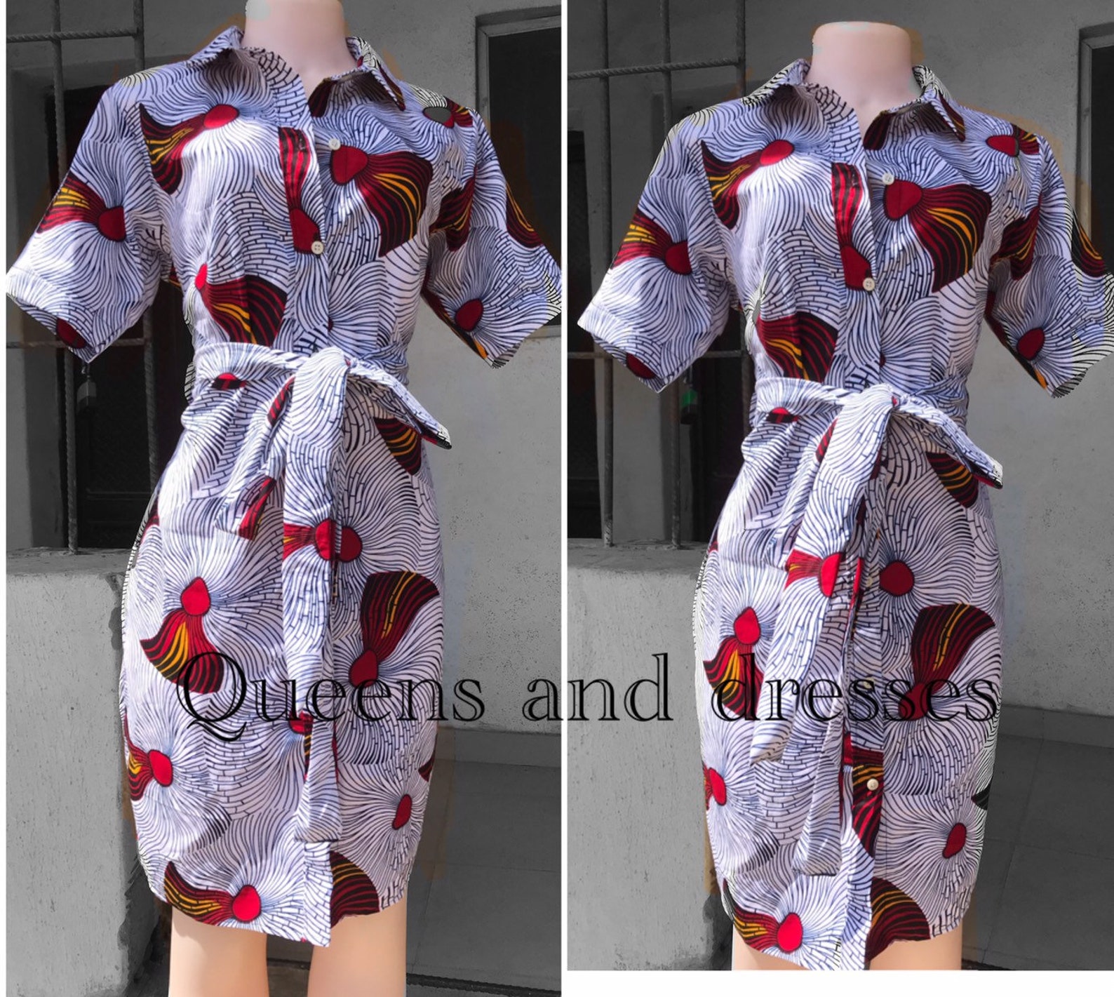 White SHIRT DRESS. Knee Length Shirt Dress With a Belt Sash Etsy