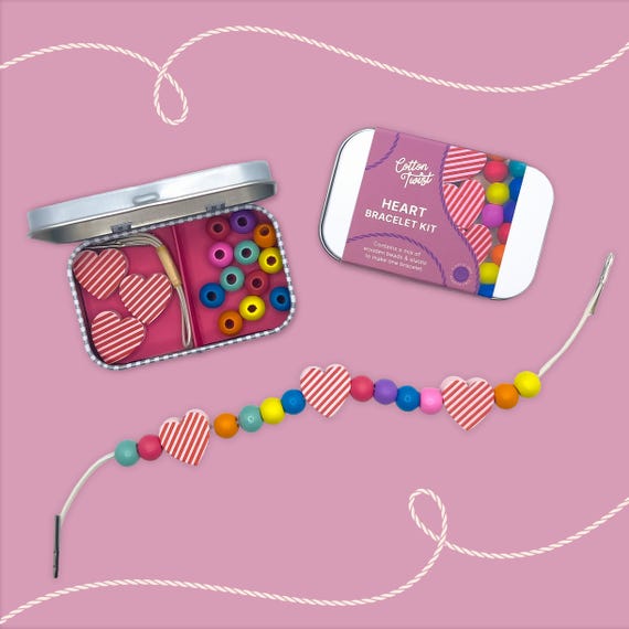 Heart Bracelet Making Kit | Kids Craft, Beaded Jewellery