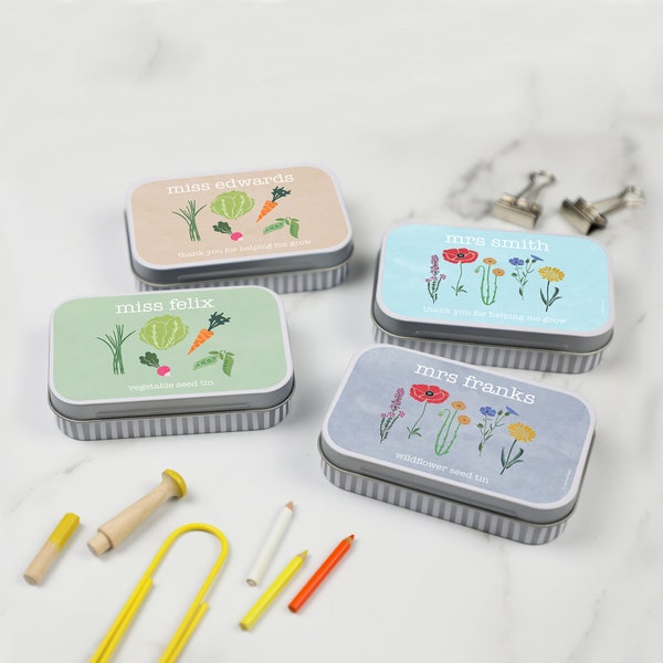 Personalised Teacher Seed Gift Tin | Personalised Teacher Gift Keepsake Tin