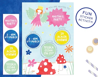 Personalised Fairy Invitations with Sticker Activity