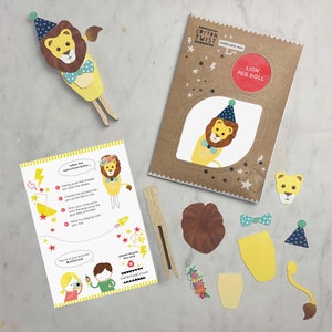 Make Your Own Lion Peg Doll Kit | Party Bag Filler Craft Kit