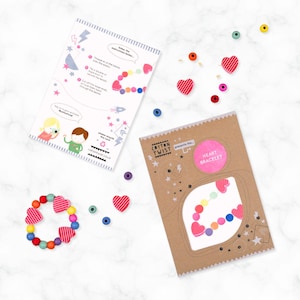 Make Your Own Heart Bracelet Kit | Party Bag Filler Craft Kit | Wooden Bracelet Making Kit