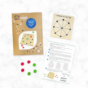 Juego de mesa de tres en raya romano: Juego de estrategia portátil para niños, ideal para llevar en la bolsa de fiesta.