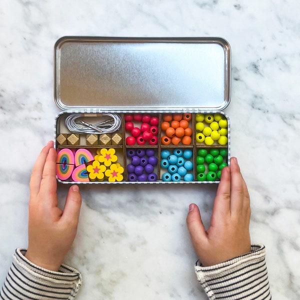 Personalised Rainbow Beading Kit | Personalised Bracelet Making Kit Gift for Kids