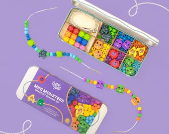 Kit de cuentas de mini monstruos / Actividad artesanal de pulsera de madera para niños