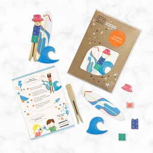 Kit de poupée Surfer Peg à fabriquer soi-même | Cadeau sur le thème de la plage, sac de mariage et d&#39;anniversaire