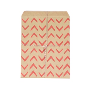 Red Retro Style Kraft Party Bags & Stickers | Chevron Pattern Kraft Paper Bag with Stickers