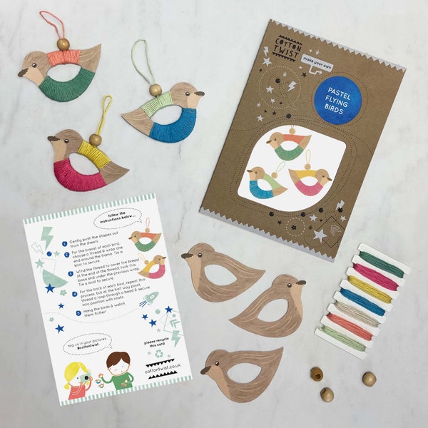 Make Your Own Pastel Flying Bird Decorations | Party Bag Filler Craft Kit