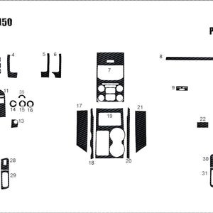 May include: Diagram showing 35 pieces of black carbon fibre vinyl for a Ford F-150 2013- interior trim kit.
