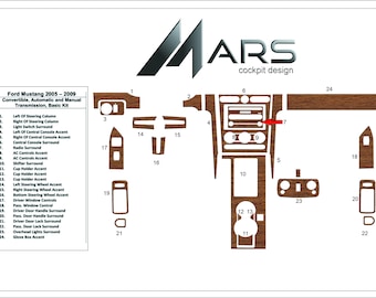 Kit de molduras de tablero con apariencia de madera para Ford Mustang 2005-2009. Revestimiento de molduras para paneles interiores de automóviles.