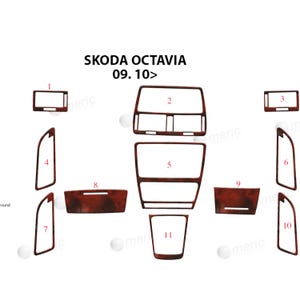 Trälook instrumentpanel kit för Skoda Octavia 2010-2012 Interiör panelbeläggning