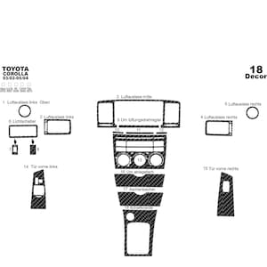 Toyota Corolla Dash Trim Kit 2002-2004