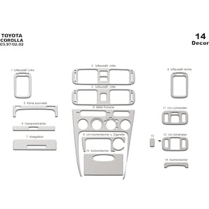 Toyota Corolla Dash Trim Kit 1997-2002