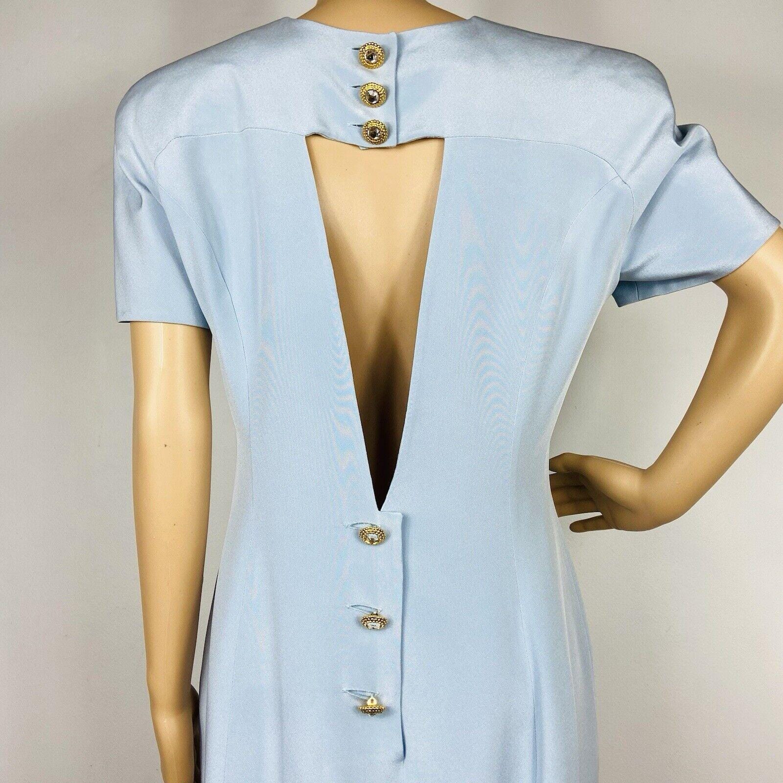 ESCADA ドレス ESCADA 100% Silk Dress Sz 40 / 10 Rhinestone Buttons Vtg 80s
