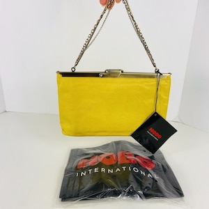New Vtg HOBO International Bergman Frame Clutch w/ Chain Strap Purse Lemongrass