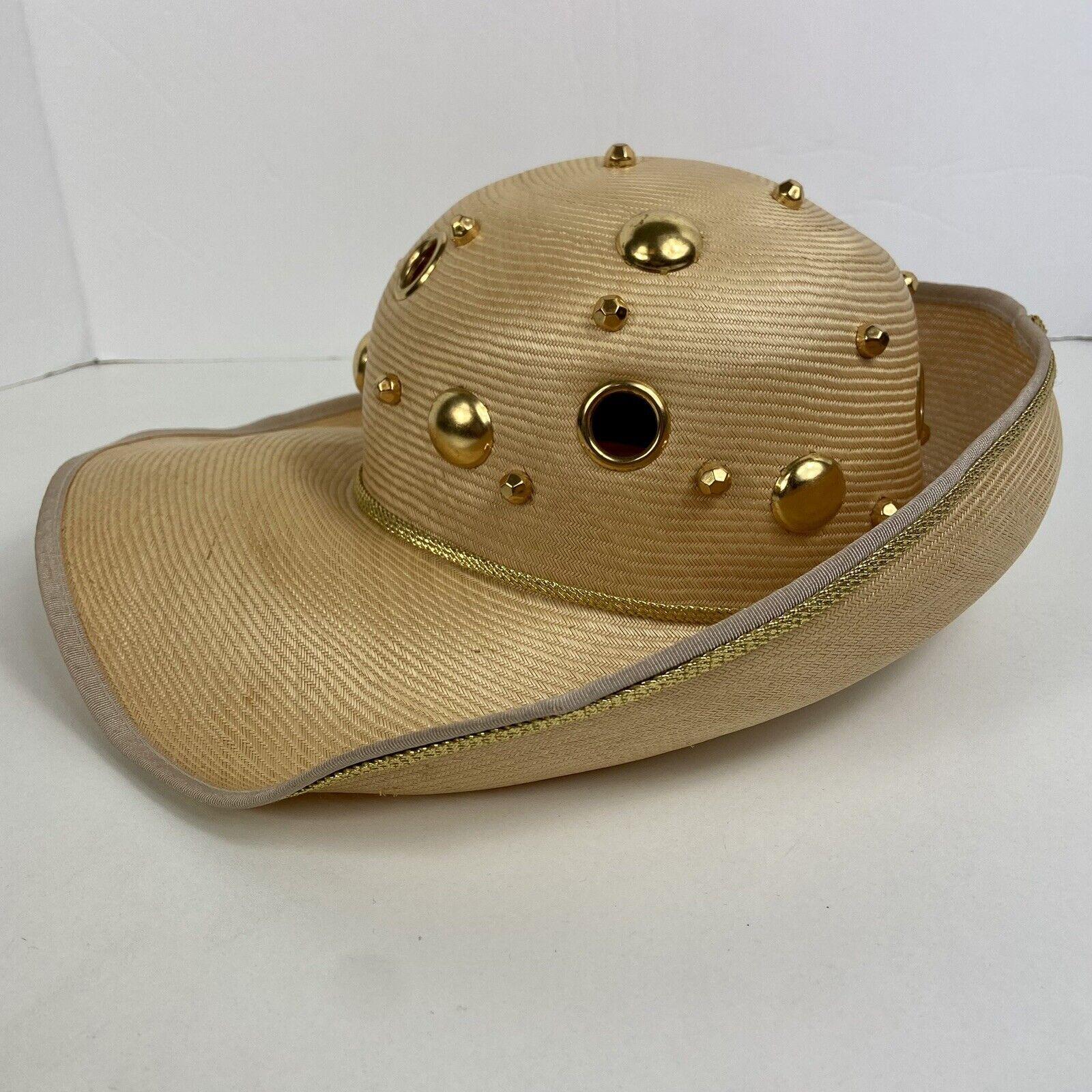 Oscar de la Renta Straw Wide-Brim Hat in Yellow with Pink Trim Oscar de la Renta Millinery Vintage Straw Hat W Pink Ribbon  main image 2