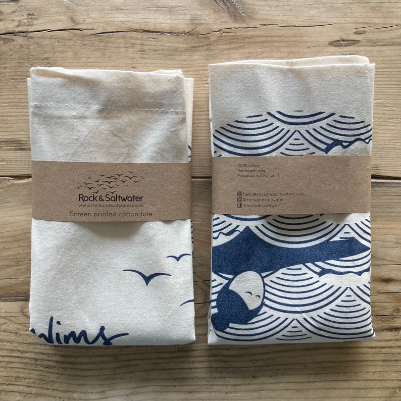 Wild swims screen printed cotton tote bag, reusable shopping bag image 9