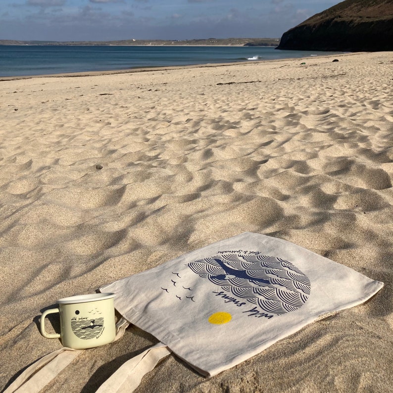 Wild swims screen printed cotton tote bag, reusable shopping bag image 5