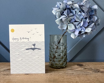 Wild swimming birthday card – single A6 card with kraft envelope.