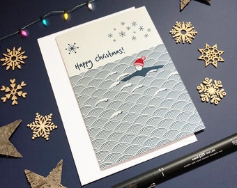 Christmas wild swimming cards – single cards and multipacks – A6 card with envelope.