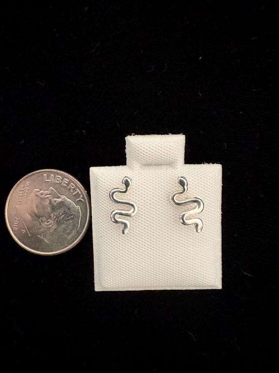 Sterling silver snake stud earrings - image 3