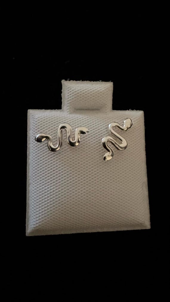 Sterling silver snake stud earrings - image 1