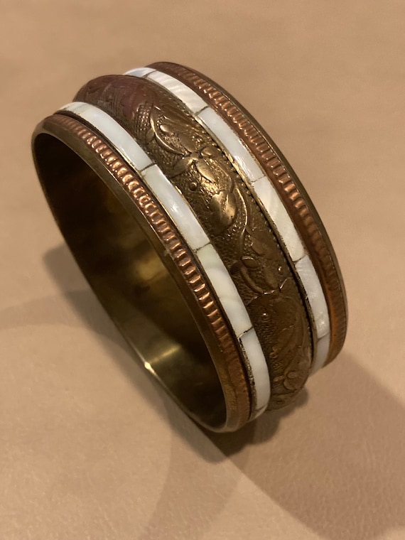 Vintage Indian Copper and Brass Bangle Bracelet wi