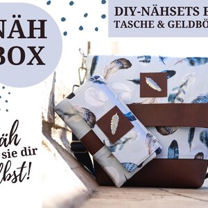 DIY Nähbox Set - Amber & Geldbörse - Feathers Blue