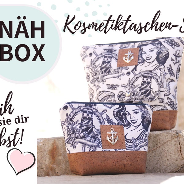 DIY Taschen-Nähset - Große & Kleine Kosmetiktasche 'Raue See' nähen