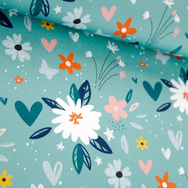 Canvas - Unsere Eigenproduktion 'Flowers Mint' als Meterware