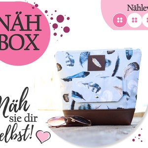 Nähbox große Kosmetiktasche - Feathers Blue