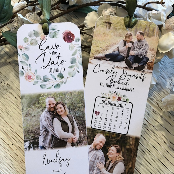 Customized Save The Date Bookmark, Save The Date, Bookmark Invitation, Bookmark Save The Date, Personalized Bookmark, Unique Save The Date