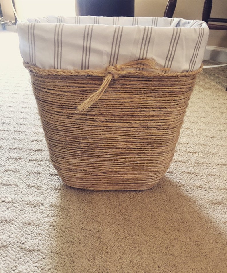 Farmhouse waste bin Rope Trash can Farmhouse bathroom trash Etsy