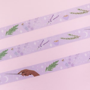 Cinta washi de brujas de hierbas: accesorios de planificador de brujería verde imagen 1