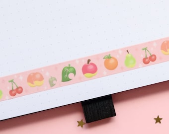 Fruity Washi Tape, Fruit, peach, apple, leaf, cherry, pear, orange, washi tape, crafting, scrap booking, planner accessories