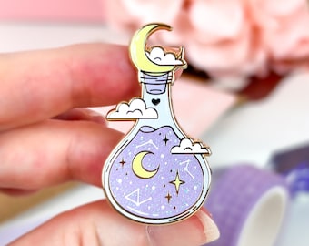 Dreamy Constellations Potion Enamel Pin, Glitter Pin, Cute Enamel Pin, Pin Badge, perfume, potion, bottle, sleep, dreams, stars, sky