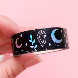 Magic Moon Holographic Silver Foil Washi Tape, moon phase, magick, Witchcraft & Wizardry, washi, crafting, scrap booking,planner accessories