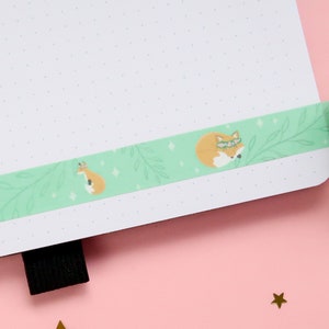 Fita washi de raposas da floresta, animais da floresta, coroa de flores, raposa, raposa, fita washi, artesanato, scrapbooking, acessórios para planejadores