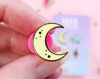 Crescent Moon Mini Enamel Pin,  Cute Enamel Pin, Pin Badge, Stocking Stuffer, Filler, kawaii, space, planet, moon, star, moon child