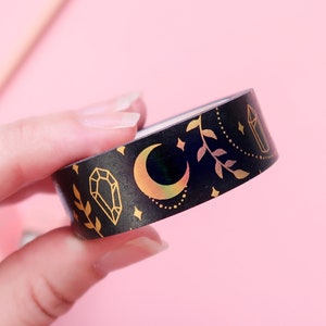 Magic Moon Holographic Gold Foil Washi Tape, moon phase, magick, Witchcraft & Wizardry, washi, crafting, scrap booking, planner accessories