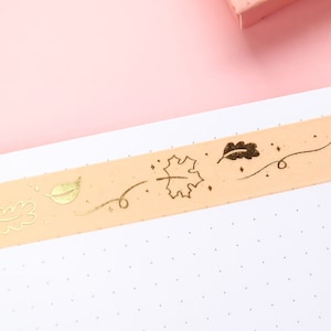 Fita Washi de folha de ouro com folhas de outono, magia de outono, outono, Halloween, ação de graças, fita washi, artesanato, reserva de sucata, acessórios para planejador