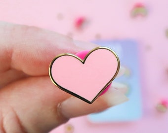 Pink Heart Mini Enamel Pin, Cute Enamel Pin, Pin Badge, Stocking Stuffer, Filler, rainbow, cloud, sun, heart, kawaii, weather, sky